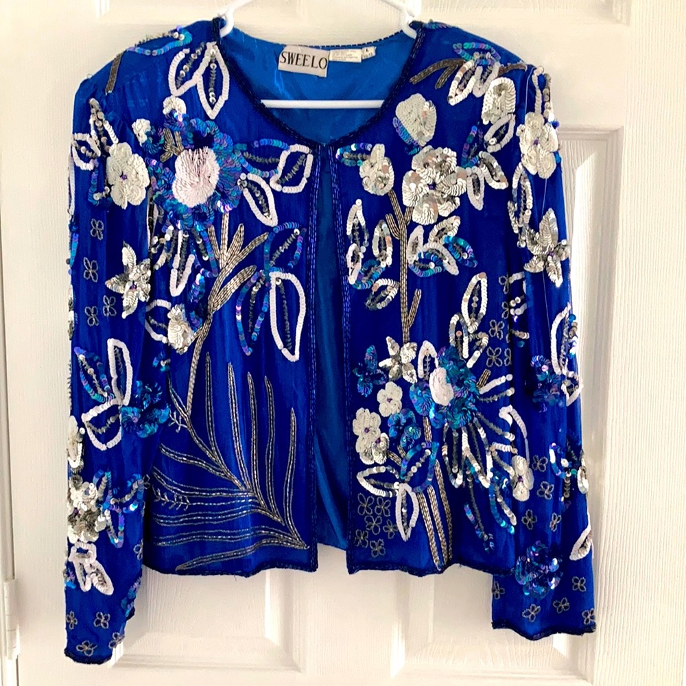 Sequined Silk Jacket Size L (10-12)